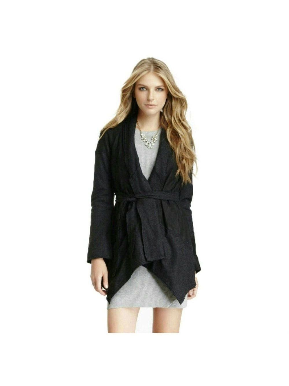 NWT Muubaa Wool Waterfall Collar Swing Coat Black